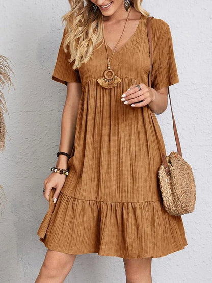 Ines Dress | Summer Short Sleeve Loose Fit Ruffle Hem Dress