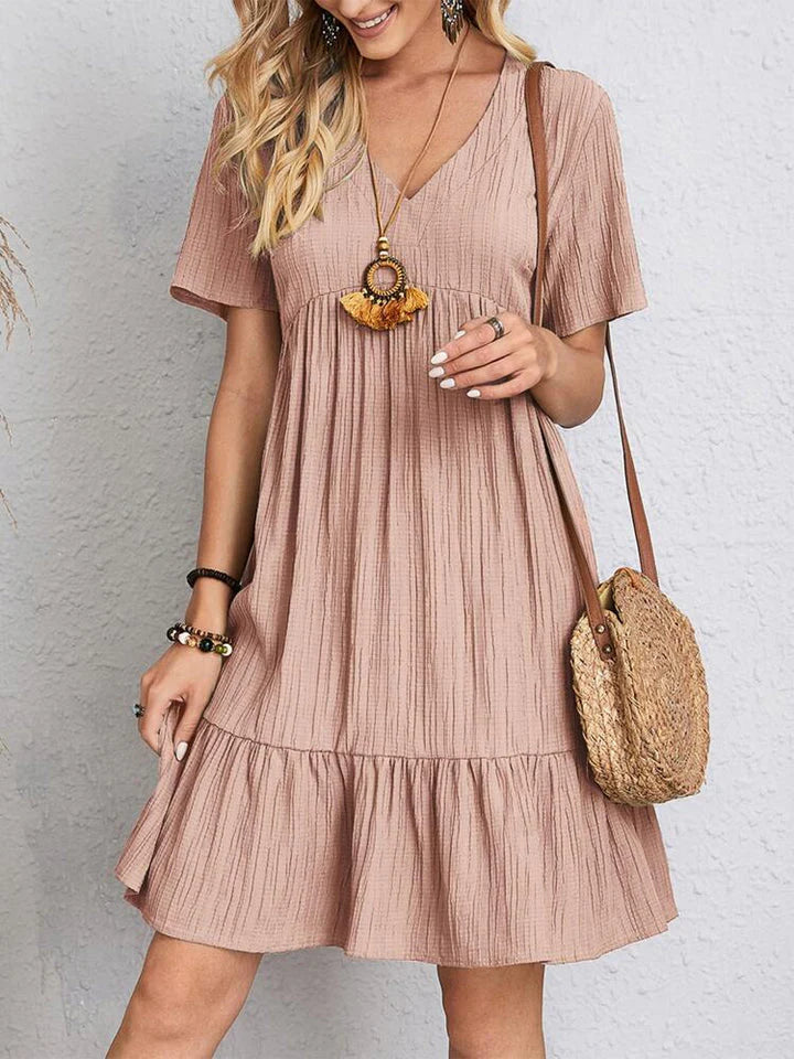 Ines Dress | Summer Short Sleeve Loose Fit Ruffle Hem Dress