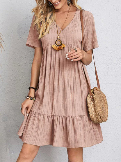 Ines Dress | Summer Short Sleeve Loose Fit Ruffle Hem Dress