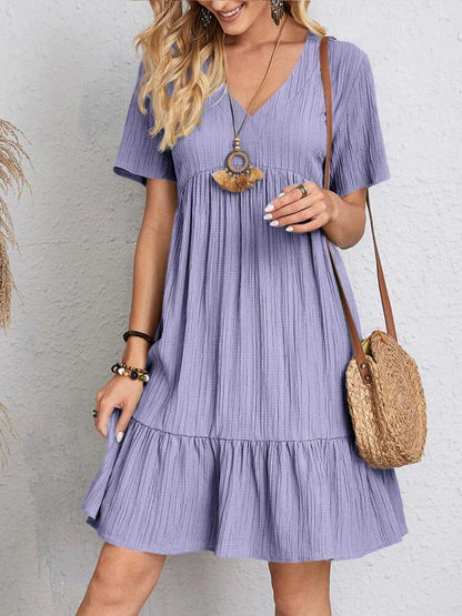 Ines Dress | Summer Short Sleeve Loose Fit Ruffle Hem Dress