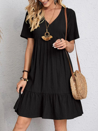 Ines Dress | Summer Short Sleeve Loose Fit Ruffle Hem Dress