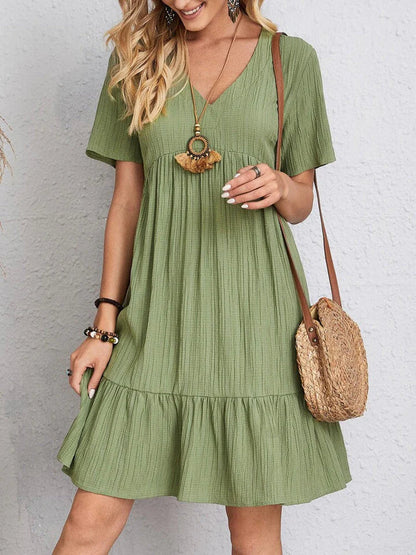 Ines Dress | Summer Short Sleeve Loose Fit Ruffle Hem Dress