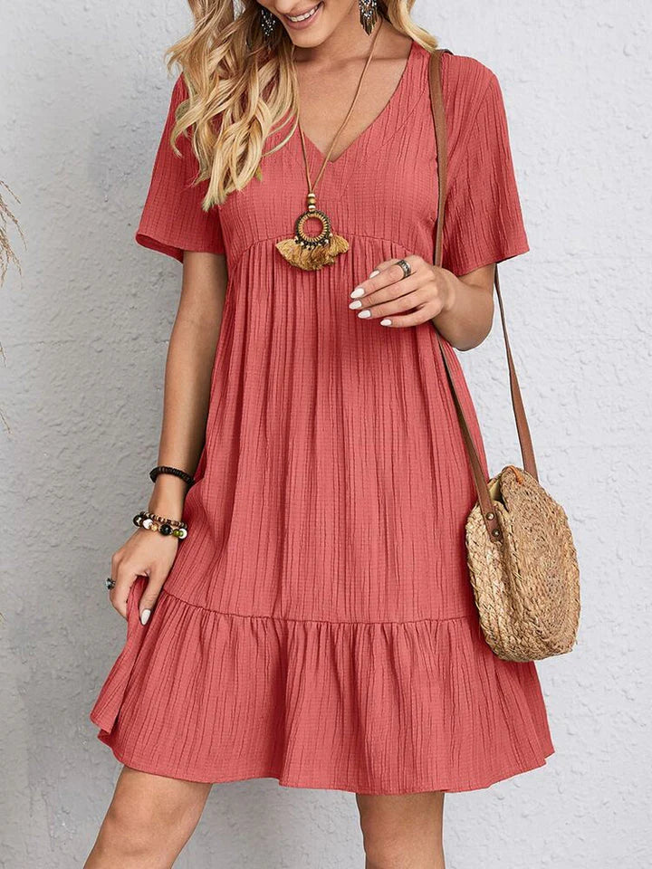 Ines Dress | Summer Short Sleeve Loose Fit Ruffle Hem Dress