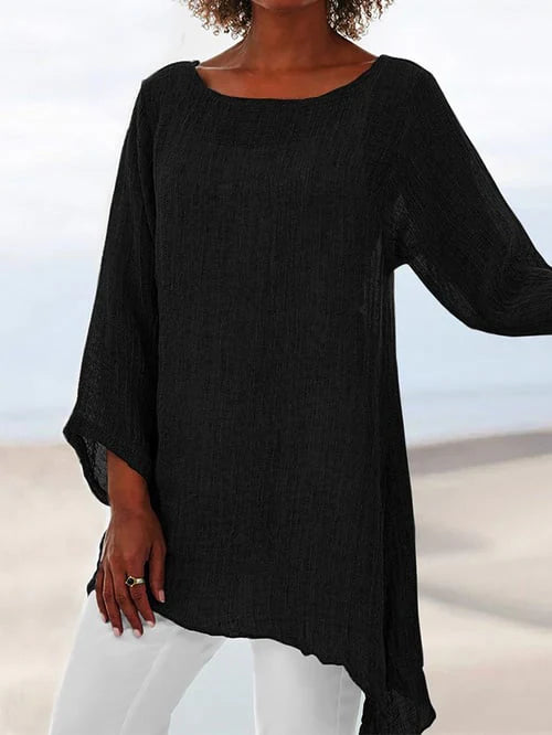Inez Top | Long Sleeve Asymmetrical Hem Tunic Top