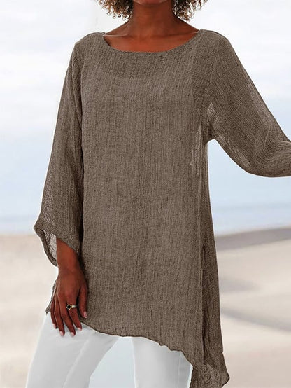 Inez Top | Long Sleeve Asymmetrical Hem Tunic Top