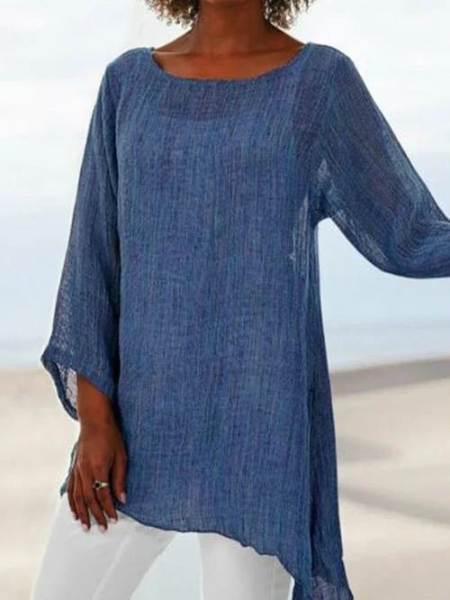 Inez Top | Long Sleeve Asymmetrical Hem Tunic Top