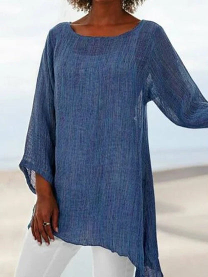Inez Top | Long Sleeve Asymmetrical Hem Tunic Top