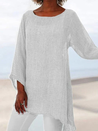 Inez Top | Long Sleeve Asymmetrical Hem Tunic Top