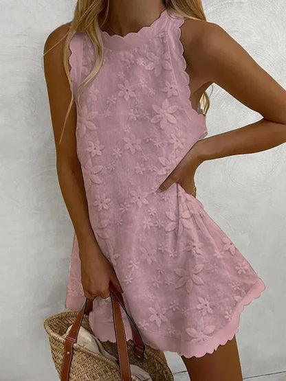 Isha Dress | Summer Sleeveless Floral Lace Mini Dress