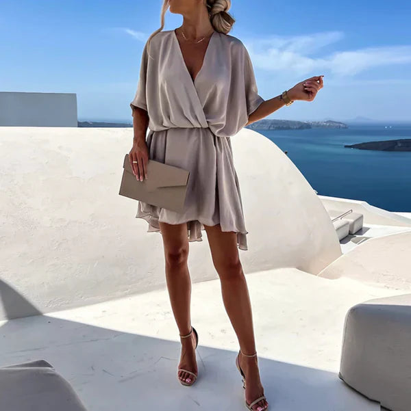 Ishbel Dress | Women's Batwing Sleeves V-Neck Short Dress