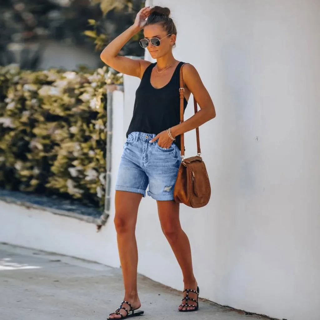 Justine Shorts | High-Waisted Denim Shorts for Women