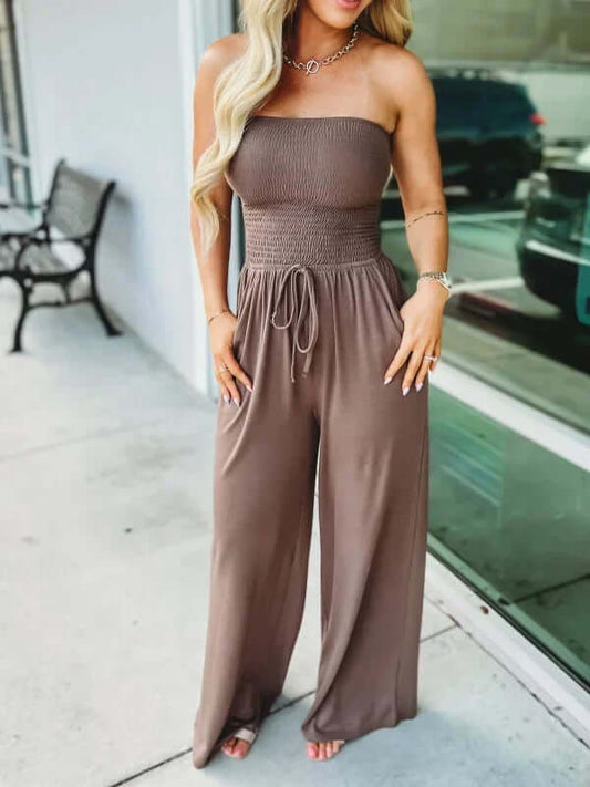 Lily Jumpsuit | Off-Shoulder Smocked Jumpsuit with Wide Legs