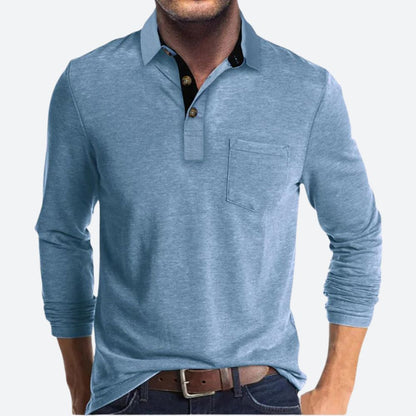 Mikolaj Shirt | Men's Long-Sleeve Polo-Style Shirt with Contrast Collar