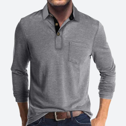 Mikolaj Shirt | Men's Long-Sleeve Polo-Style Shirt with Contrast Collar