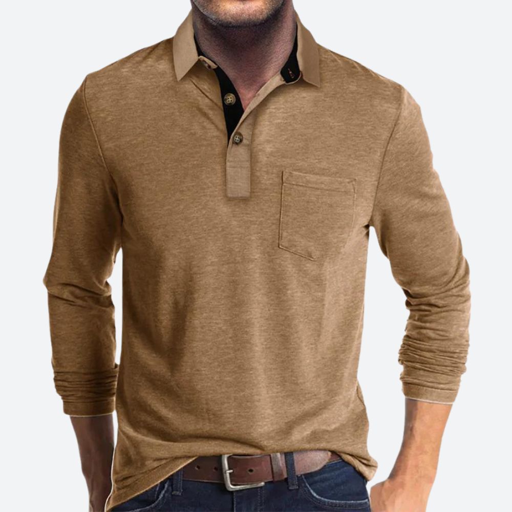 Mikolaj Shirt | Men's Long-Sleeve Polo-Style Shirt with Contrast Collar