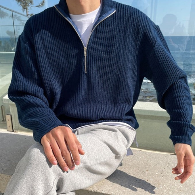 Montaro Sweater | Men's Quarter-Zip Textured Knit Pullover for Relaxed Everyday Style