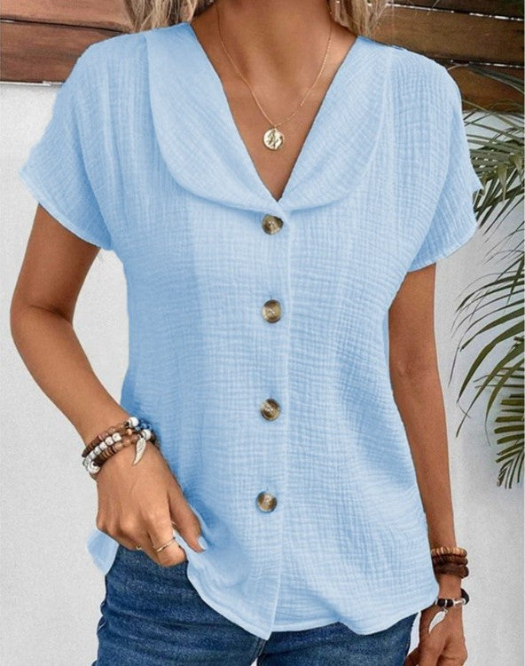 Adelina Blouse | Short-Sleeve Button-Up Blouse