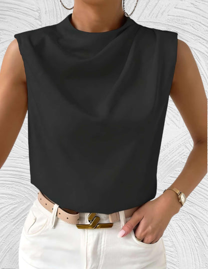 Adele Blouse | Chic Draped High-Neck Sleeveless Blouse