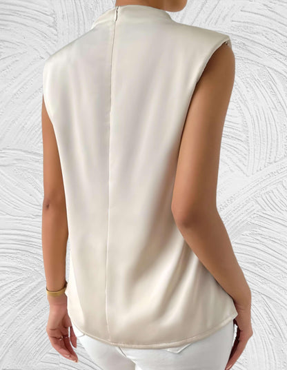 Adele Blouse | Chic Draped High-Neck Sleeveless Blouse