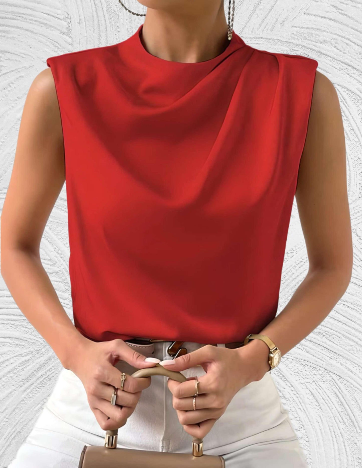 Adele Blouse | Chic Draped High-Neck Sleeveless Blouse