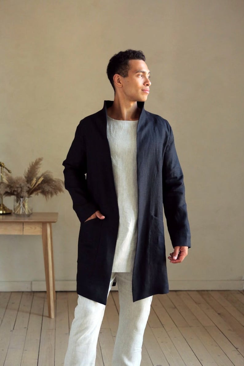 Men’s Trench Coat - Stylish Linen Jacket for Men