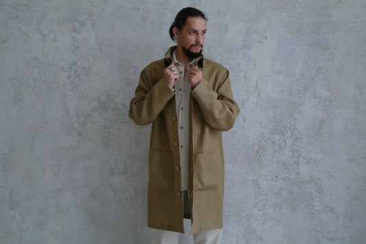 Men’s Linen Coat - Mid-Weight Linen Trench Coat for Men