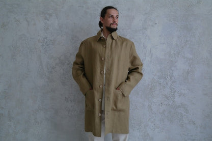 Men’s Linen Coat - Mid-Weight Linen Trench Coat for Men