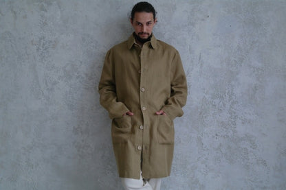 Men’s Linen Coat - Mid-Weight Linen Trench Coat for Men