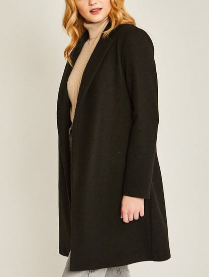 Long Line Fleece Open Coat with Hidden Side Pockets