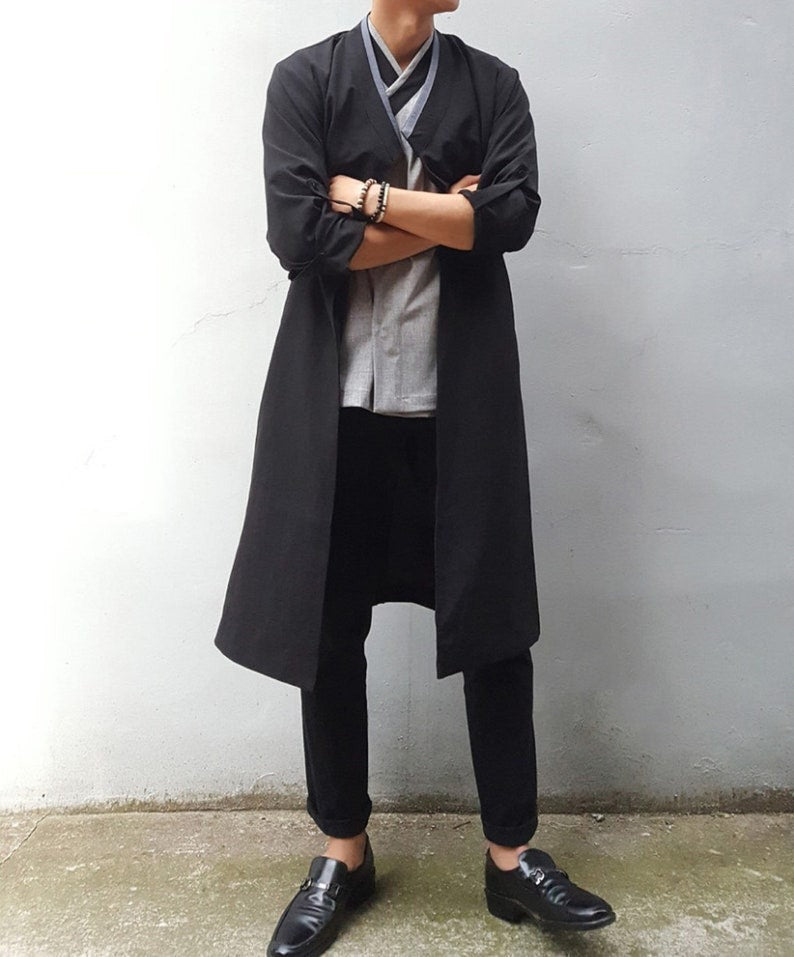 Modern Hanbok Open Coat for Men - Daily Casual & Party Outwear