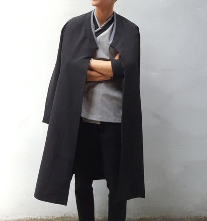 Modern Hanbok Open Coat for Men - Daily Casual & Party Outwear