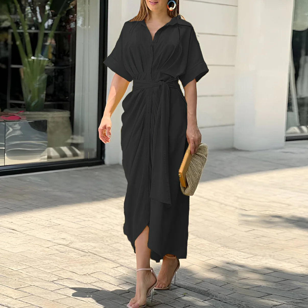 Chelsey Dress | Women's Button-Up Shirt Dress with Belt